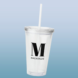 Vaso Acrílico Nombre Monograma Simple Personalizado