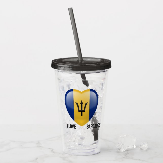 Vaso Acrílico Nombre personalizado Barbados Love (Anverso (hielo))