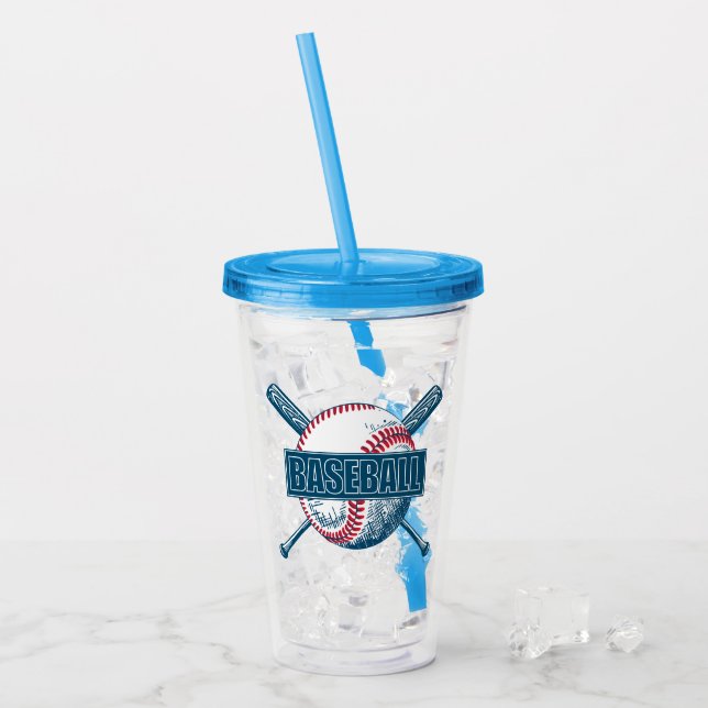 Vaso Acrílico Nombre personalizado Béisbol (Anverso (hielo))