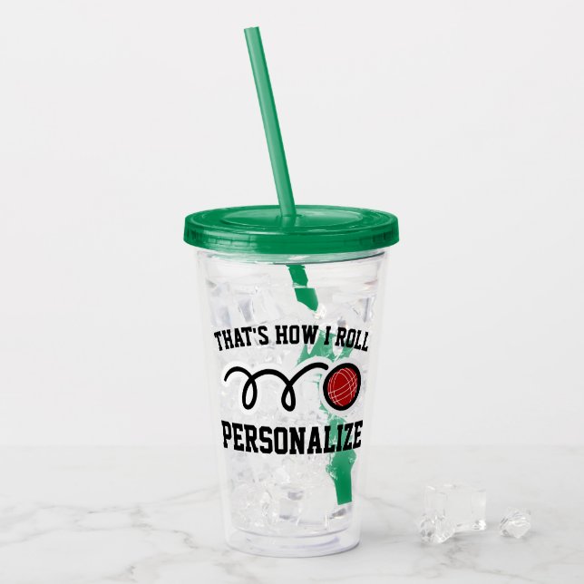 Vaso Acrílico Nombre personalizado bola de bocce divertida vidri (Anverso (hielo))