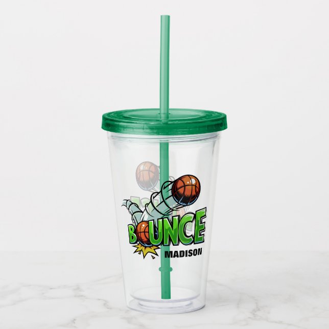 Vaso Acrílico Nombre personalizado BOUNCE Básquetbol (Anverso)