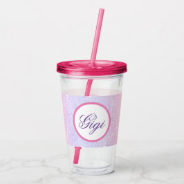 Vaso Acrílico Nombre Personalizado Brillante Rosa Lindo