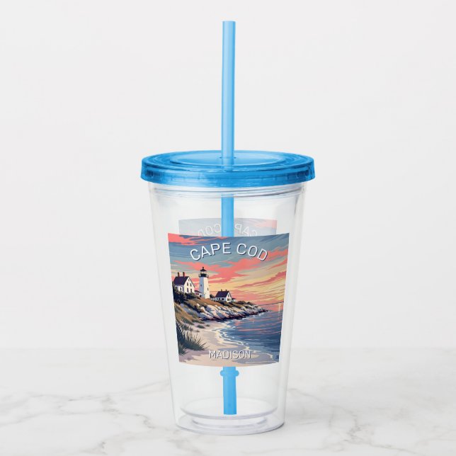 Vaso Acrílico Nombre personalizado Cabo Cod Massachusetts (Anverso)