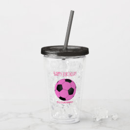 Vaso Acrílico Nombre personalizado Cumpleaños Girly Pink Black F
