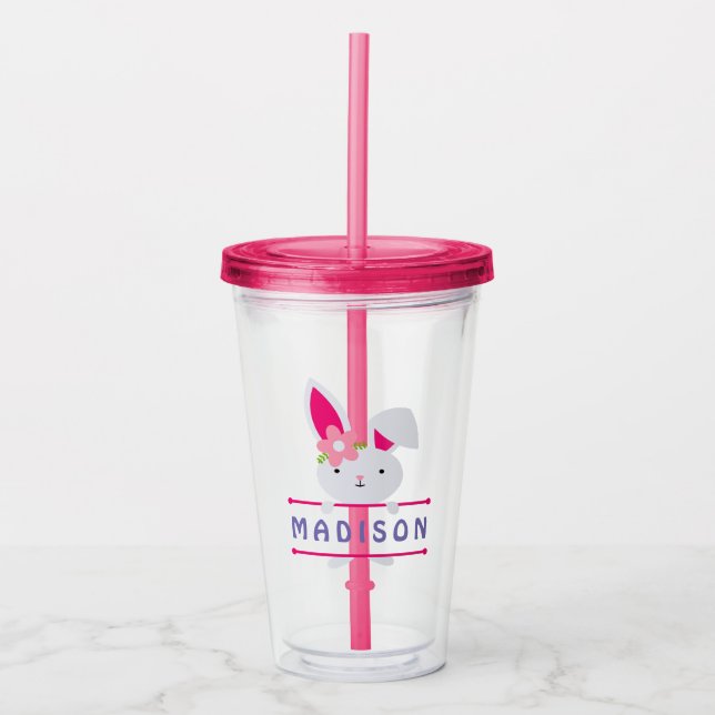 Vaso Acrílico Nombre personalizado de conejito de Pascua (Anverso)