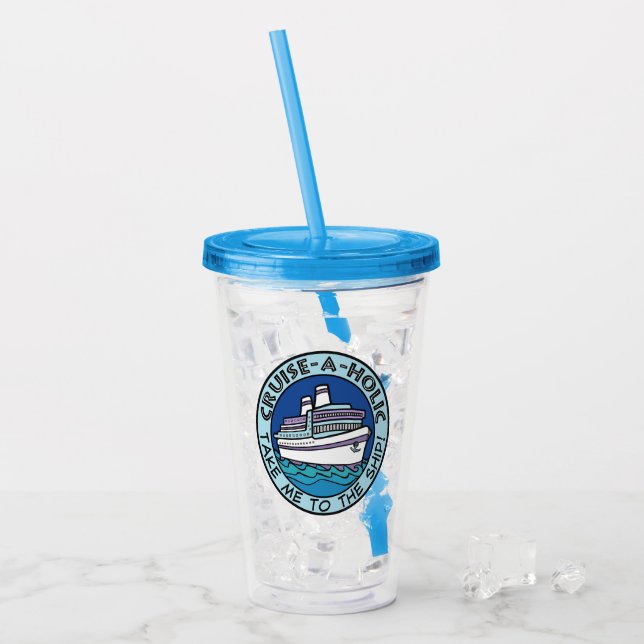 Vaso Acrílico Nombre personalizado de Cruise-A-Holic (Anverso (hielo))