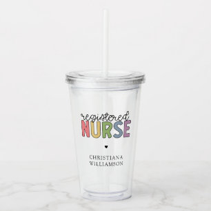 Vaso Acrílico Nombre personalizado de la enfermera registrada RN