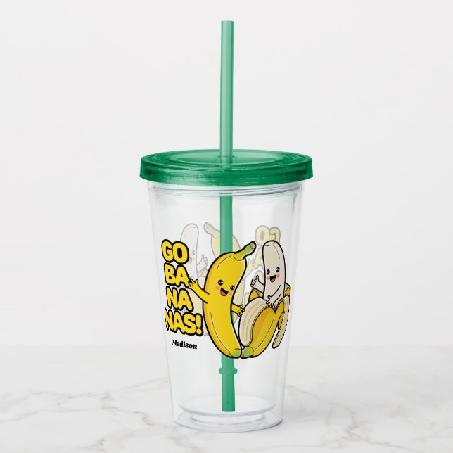Vaso Acrílico Nombre personalizado de los plátanos de cuta (Anverso)