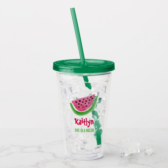 Vaso Acrílico Nombre personalizado de una sandía de melón de mel (Anverso (hielo))