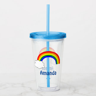 Vaso Acrílico Nombre personalizado del arco iris