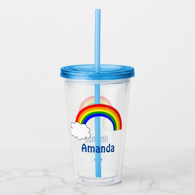 Vaso Acrílico Nombre personalizado del arco iris (Anverso)