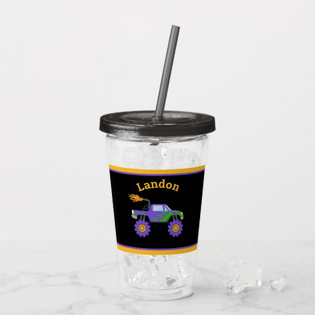 Vaso Acrílico Nombre Personalizado del Presupuesto del Camión Ni (Reverso (hielo))