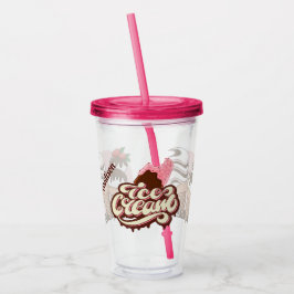 Vaso Acrílico Nombre personalizado del tumbler de Ice Cream Love