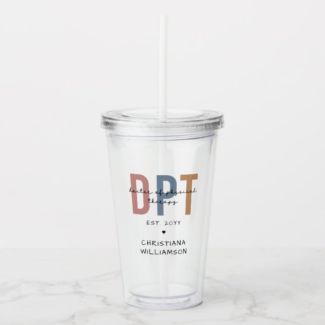 Vaso Acrílico Nombre personalizado DPT Médica de Terapia Física (Anverso)