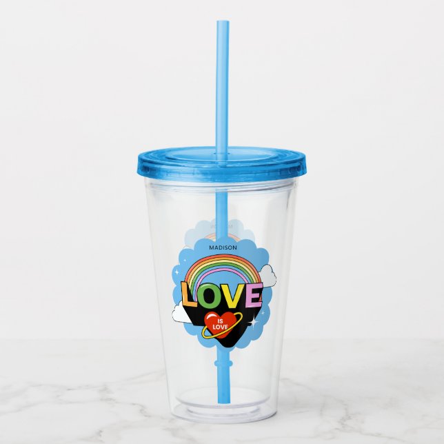 Vaso Acrílico Nombre personalizado "El amor es amor" (Anverso)
