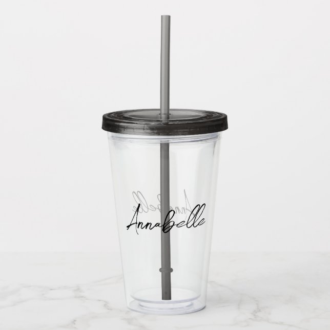 Vaso Acrílico Nombre personalizado elegante de la escritura de f (Anverso)