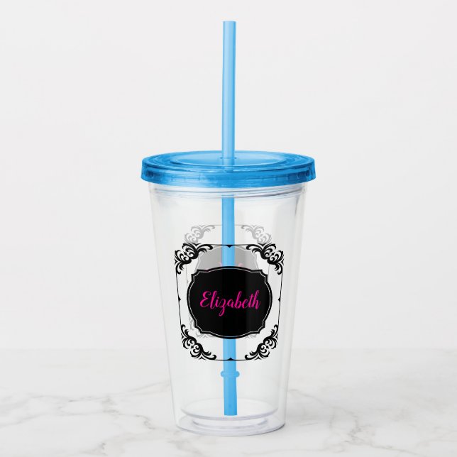 Vaso Acrílico Nombre personalizado Elegante del jugador de Bunco (Anverso)
