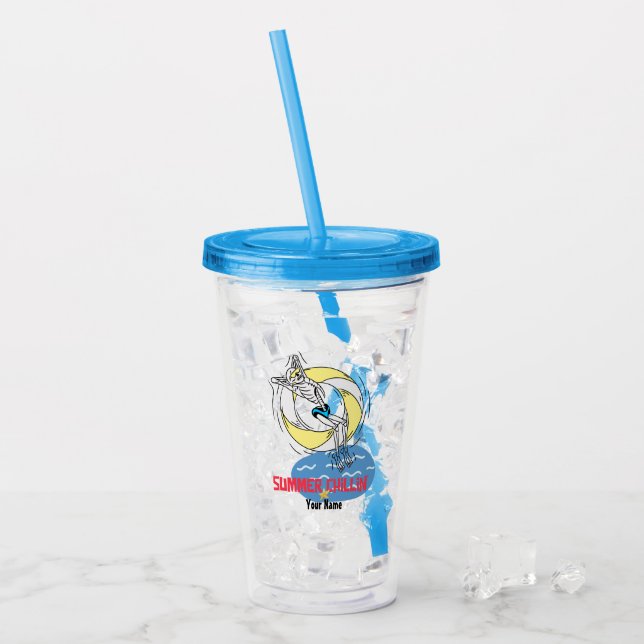 Vaso Acrílico Nombre personalizado Funny Trendy Skeleton Summer  (Anverso (hielo))