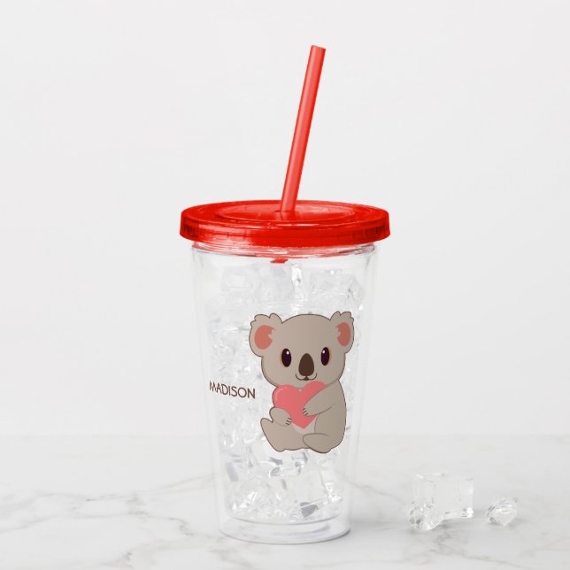 Vaso Acrílico Nombre personalizado Love Koala (Reverso (hielo))