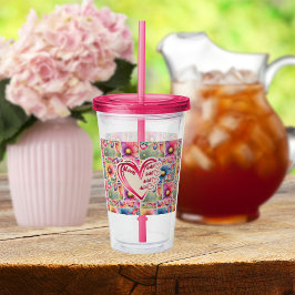 Vaso Acrílico Nombre Personalizado Mamá Niños Florales Por Toda 