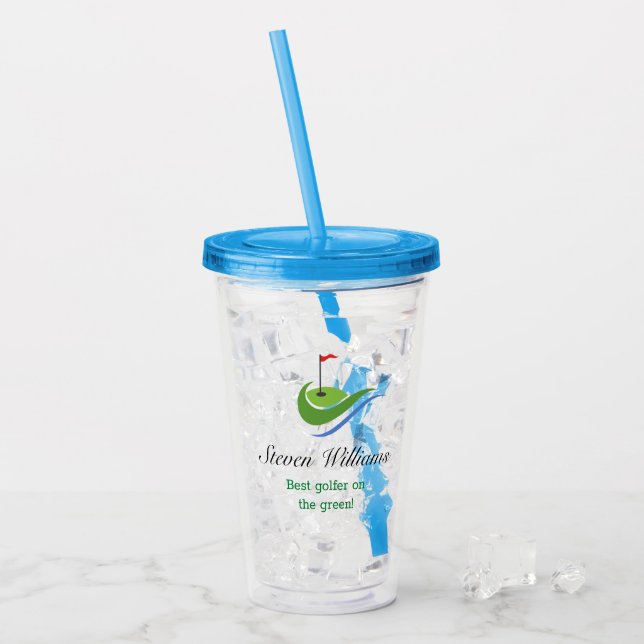 Vaso Acrílico Nombre personalizado Mejor Tumbler Plástico Golfer (Anverso (hielo))