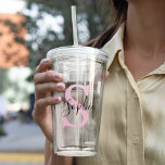 Vaso Acrílico Nombre personalizado moderno Monograma rosa<br><div class="desc">Nombre personalizado moderno Monograma rosa</div>
