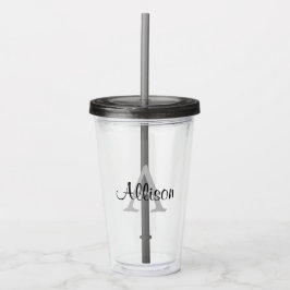 Vaso Acrílico Nombre personalizado Monograma blanco negro