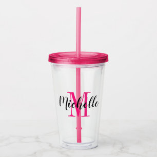 Vaso Acrílico Nombre personalizado Monograma lentes rosados de t