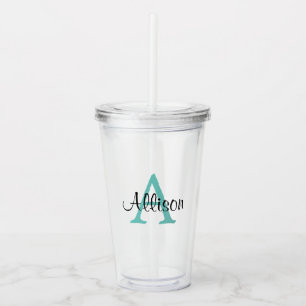 Vaso Acrílico Nombre personalizado Monograma Tumbler acrílico