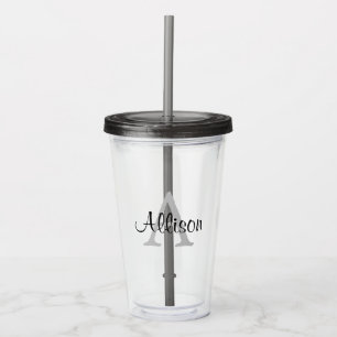 Vaso Acrílico Nombre personalizado Monograma Tumbler acrílico