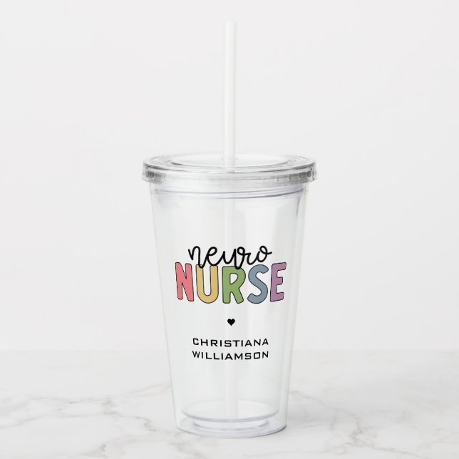 Vaso Acrílico Nombre personalizado Neuro Enfermero Neurociencia  (Anverso)