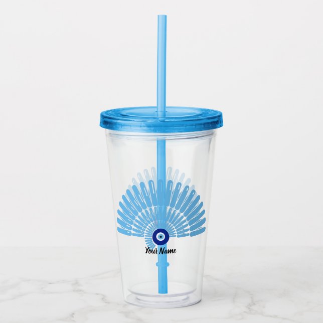 Vaso Acrílico Nombre Personalizado Ojo Malvado Verano Vacaciones (Anverso)