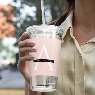 Vaso Acrílico Nombre personalizado rosa pastel minimalista