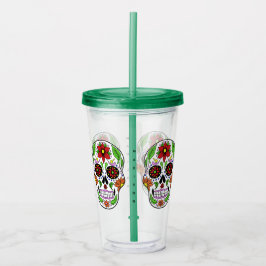 Vaso Acrílico Nombre personalizado Sugar Skull Tumblers