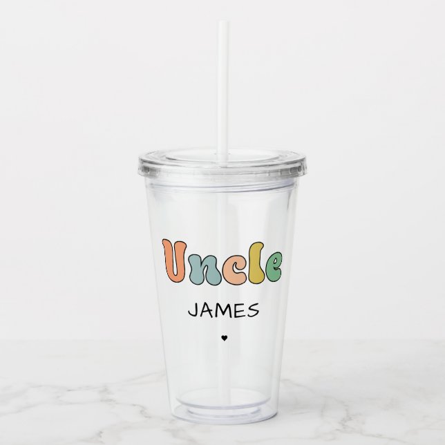 Vaso Acrílico Nombre personalizado Tío Retro Gift | Tío Personal (Anverso)