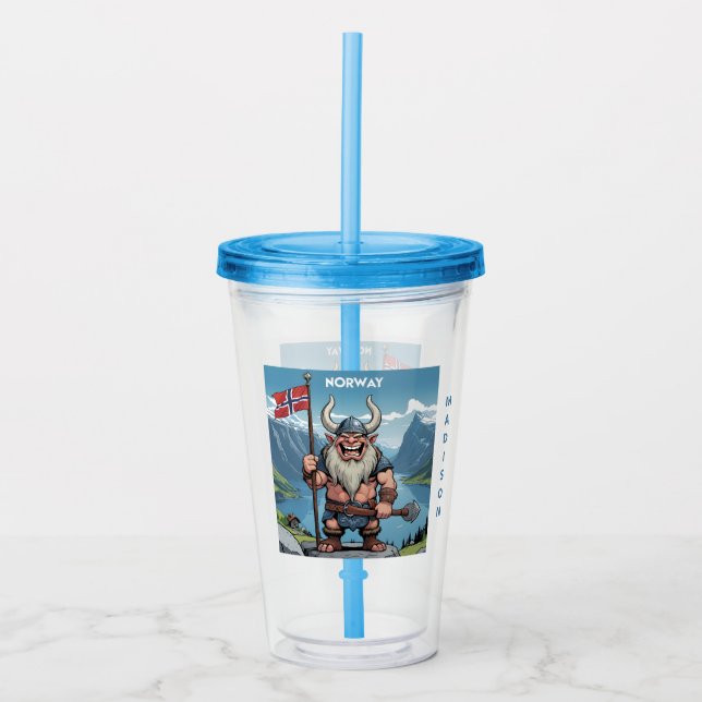 Vaso Acrílico Nombre personalizado Troll noruego (Anverso)