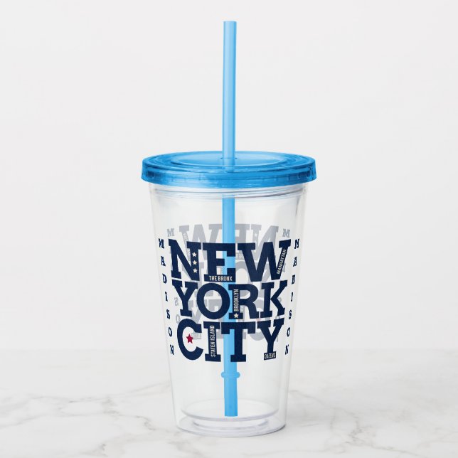 Vaso Acrílico Nombre personalizado Tumblers de la ciudad de Nuev (Anverso)