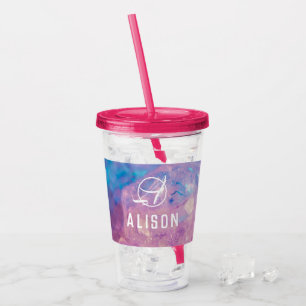 Vaso Acrílico Nombre personalizado unicornio Tumblers con paja s