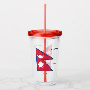 Vaso Acrílico Nombre personalizado y marca de Nepal de texto