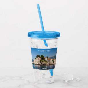 Vaso Acrílico Nombre personalizado y Montenegro de texto