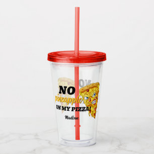 Vaso Acrílico Nombre personalizado y pizza de ingredientes enoja