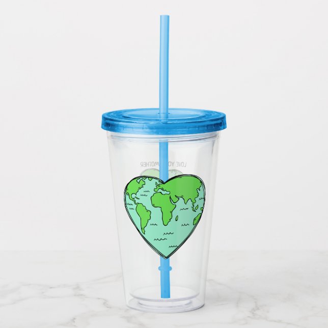 Vaso Acrílico Nombre personalizado y texto Earth Love tumblers (Anverso)