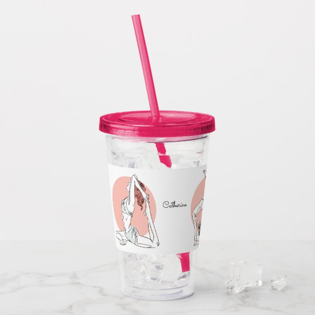 Vaso Acrílico Nombre personalizado Yoga Woman Tumblers (Anverso (hielo))