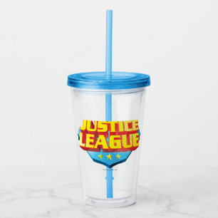 Vaso Acrílico Nombre y logotipo Escudo de la Liga de la Justicia