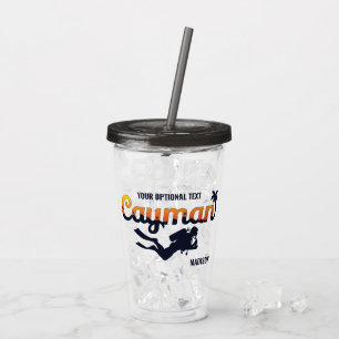 Vaso Acrílico Nombre y texto personalizados Islas Caimán Buceado