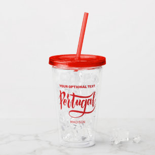 Vaso Acrílico Nombre y texto personalizados Portugal