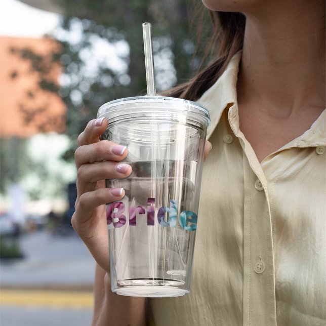 Vaso Acrílico Novia texturizada rosa y Verde azulada (Subido por el creador)