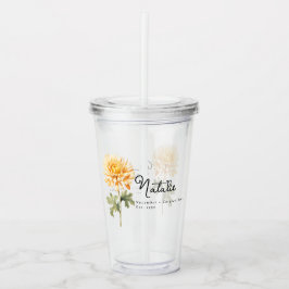 Vaso Acrílico Noviembre Mes de Nacimiento Flor Crisantemo