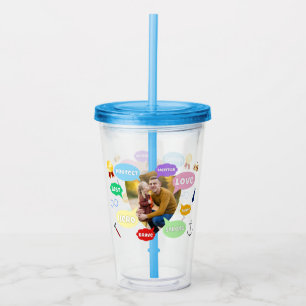 Vaso Acrílico Nubes de palabras del día del padre Mejor papá Pad