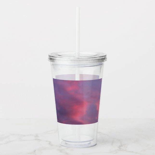 Vaso Acrílico Nubes Rosadas Azules (Anverso)